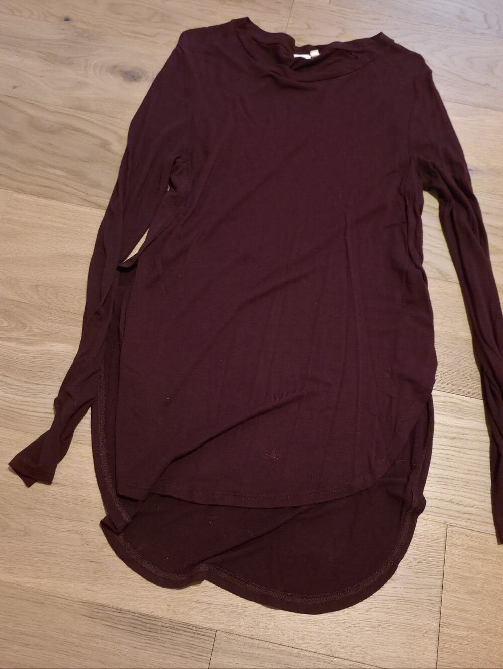 Long Sleeve Tunic Top in Deep Burgundy